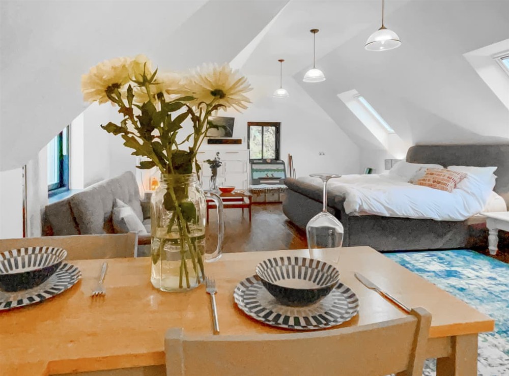 Open plan living space at The Lodge in West Linton, near Edinburgh, Peebleshire