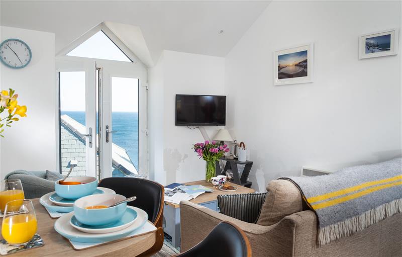 The living room at The Loft, Porthleven