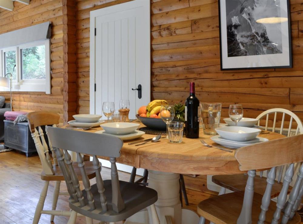 Dining area at The Log Cabin in Kirkmichael, near Pitlochry, Perthshire