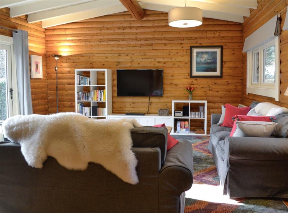 Living room at The Log Cabin in Kirkmichael, near Pitlochry, Perthshire