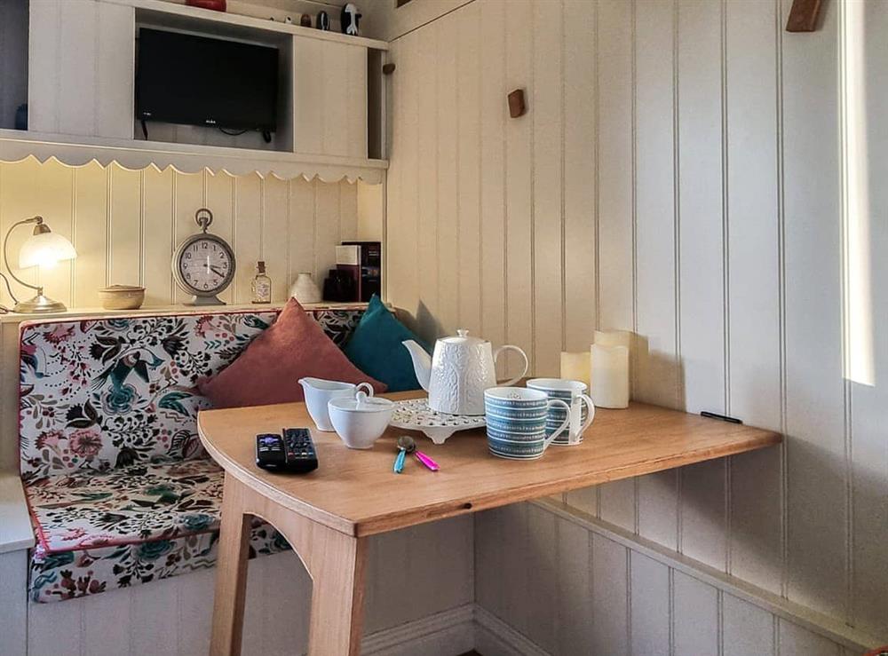 Living area at The Look Out Shepherds Hut in Southwater, near Horsham, West Sussex