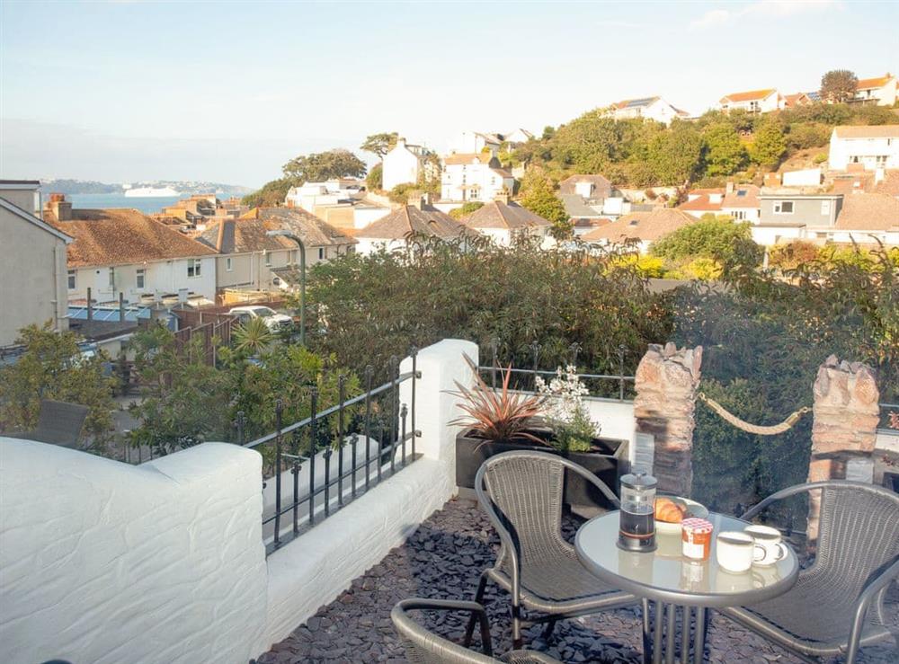 Front patio area at The Lookout 43 in Brixham, Devon