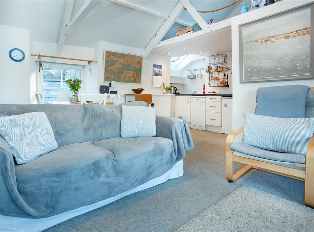 Open plan living space at The Lookout in Fowey, Cornwall