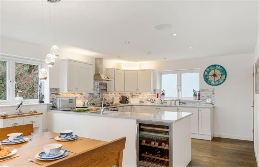 Kitchen with oven and hob, fridge/freezer, dishwasher, microwave, coffee machine and wine fridge at The Lookout, Portreath