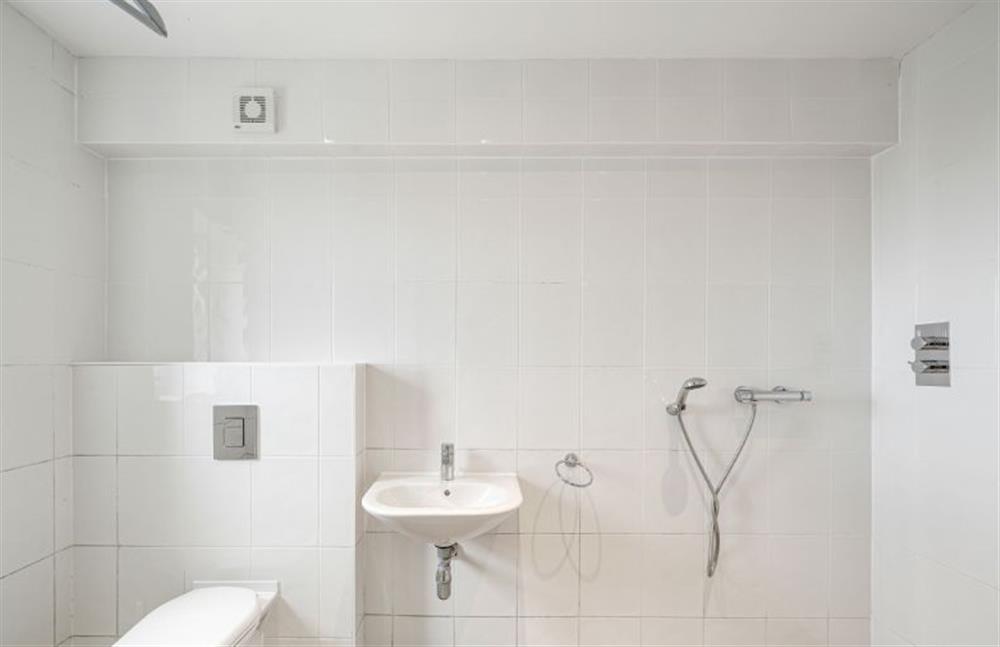 Wet room with shower and space for wetsuits to hang at The Lookout, Portreath