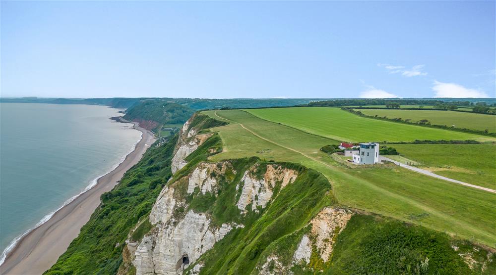 The Lookout Tower in its commanding position, sitting proudly on the top of Beer Head Cliffs,  at The Lookout Tower, Beer