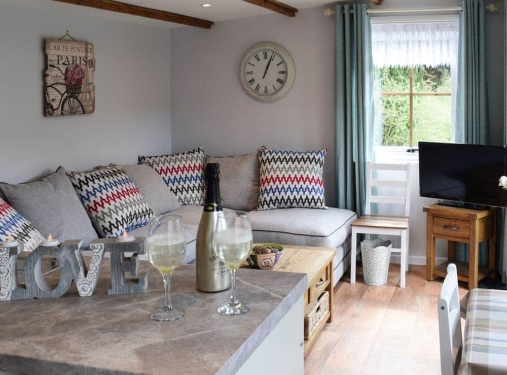 Cosy living space with TV at The Love Shack in Beckhole, Goathland, near Whitby, North Yorkshire