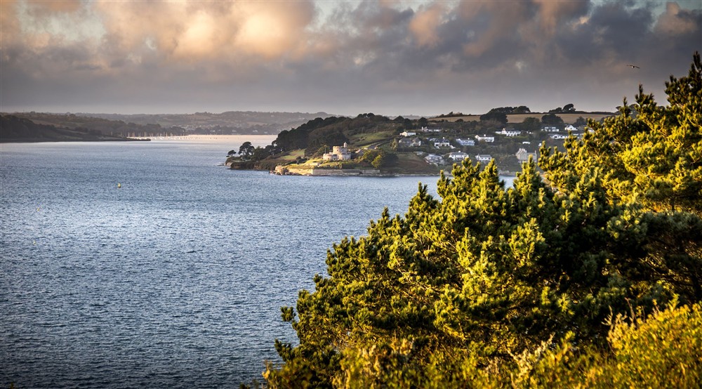 A view from St Anthony Head, across the esturary to St Mawes Castle, Cornwall at The Major's Quarter in Roseland, Cornwall