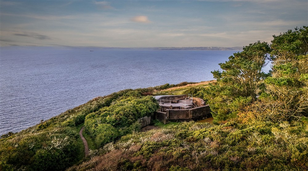 The gun battery near the holiday cottages at The Major's Quarter in Roseland, Cornwall