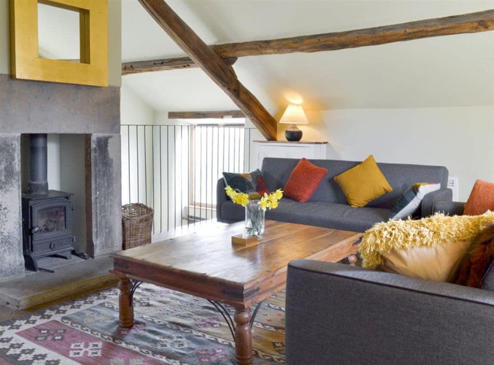 Welcoming living room with wood burner at The Malt Shovel in Alton, Nr Matlock., Derbyshire