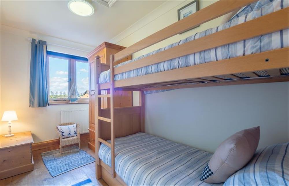 Bedroom three with 2’6 bunk beds suitable for children at The Meadows Dairy, Bawdsey