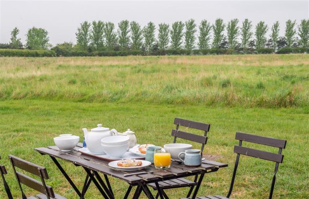 Dine al fresco in the outside seating area with beautiful views at The Meadows Dairy, Bawdsey
