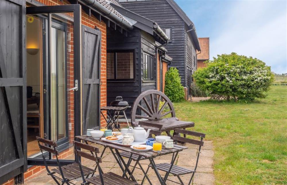 Dine al fresco in the outside seating area at The Meadows Dairy, Bawdsey