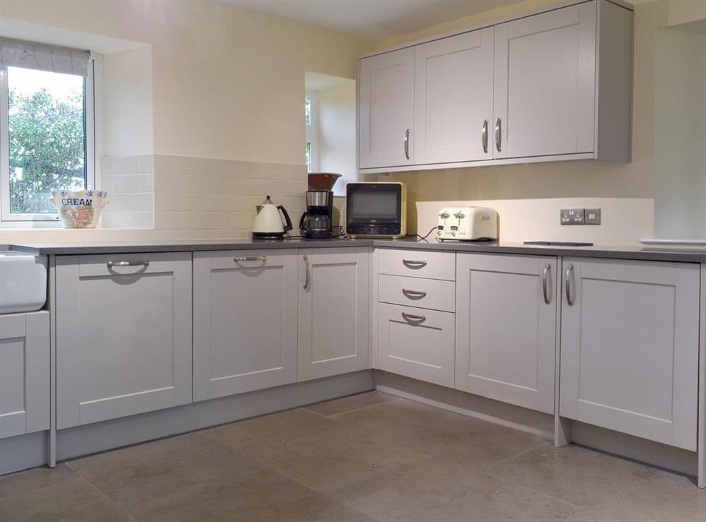 Large fitted kitchen at The Mill Cottage in Heath, near Chesterfield, Derbyshire