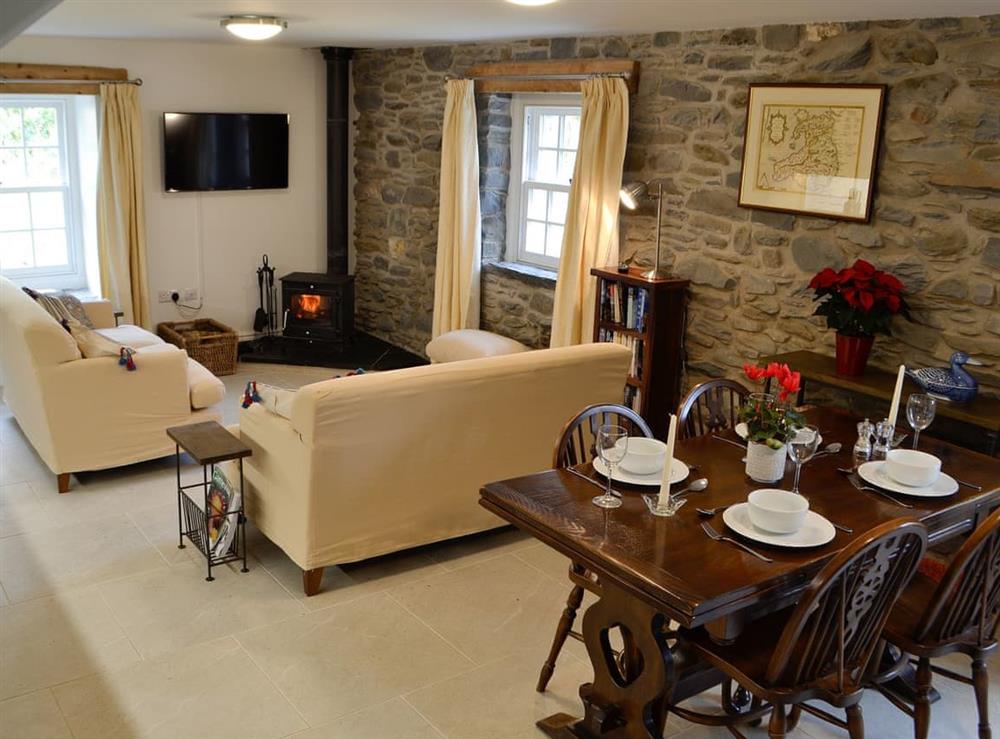 Open plan living space at The Mill in Tregaron, Dyfed