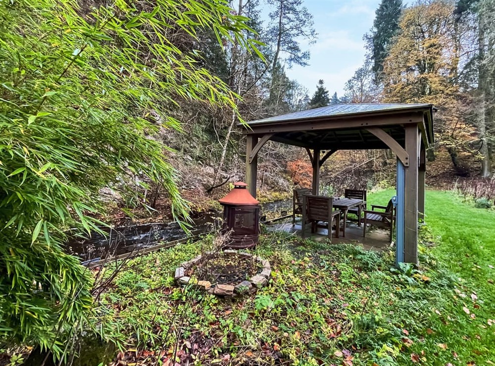Sitting-out-area at The Mill in West Linton, near Edinburgh, Peebleshire
