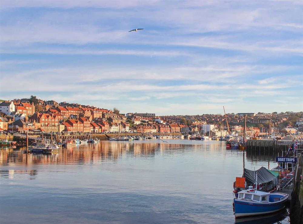 The bustling harbour town of Whitby at The Miners Cottage in Loftus, near Saltburn-by-the-Sea, Cleveland