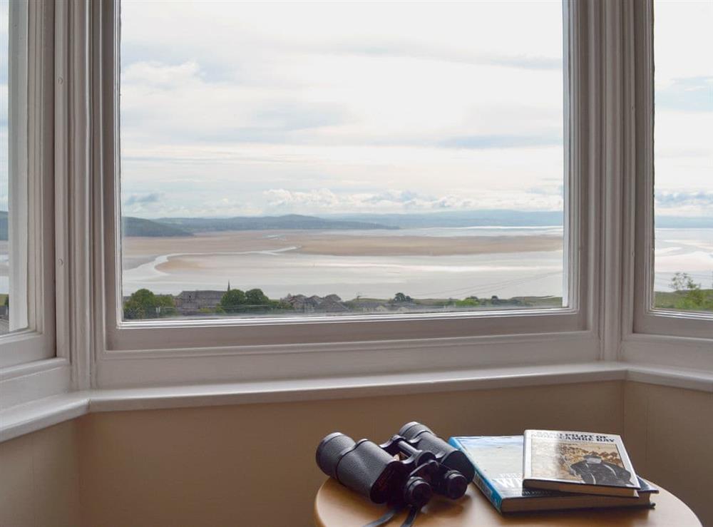 Dramatic coastal views from the large bay window at The Moorings in Grange-over-Sands, Cumbria