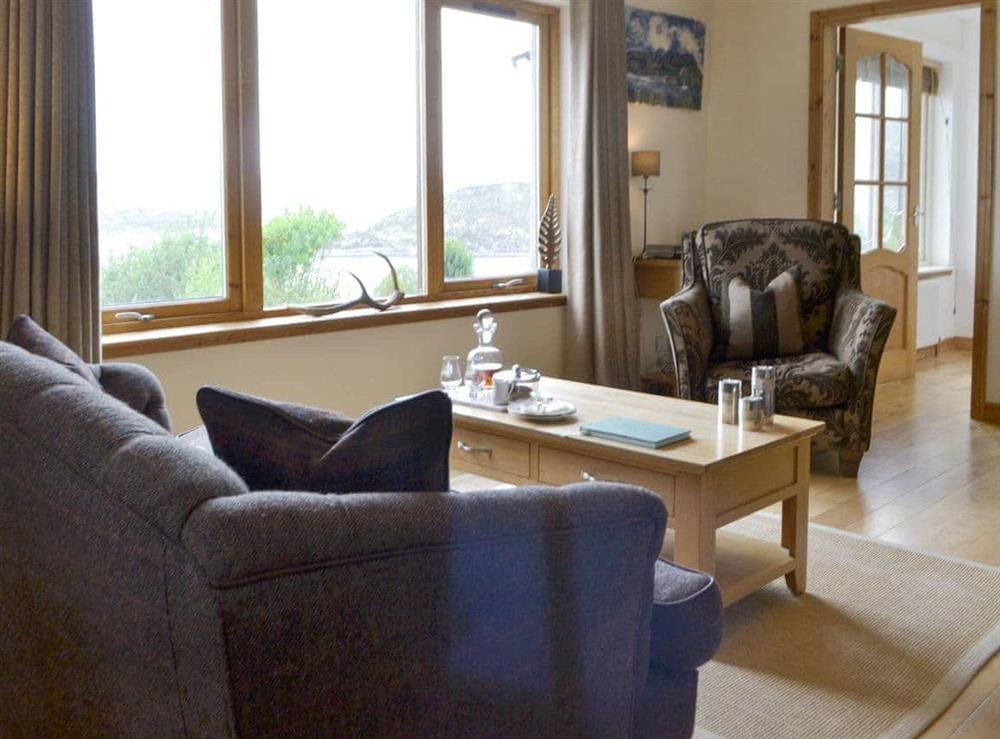 Spacious living room at The Narrows in Wester Alligin, by Achnasheen, Ross-Shire