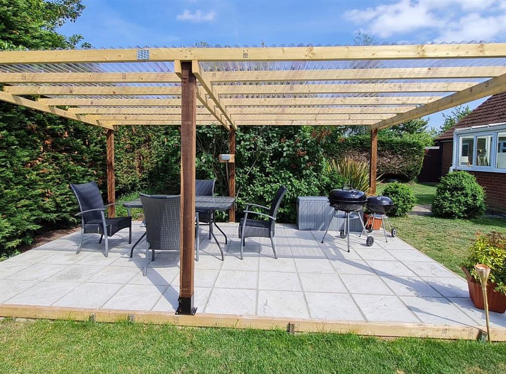 Outdoor eating area at The Nest in Aylsham, Norfolk, England