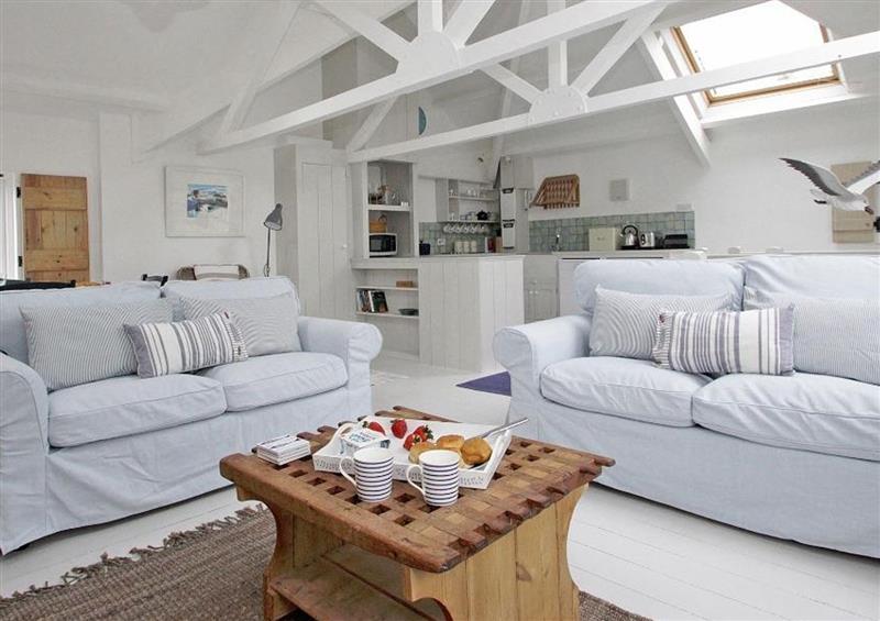 The living area at The Net Loft, Newlyn