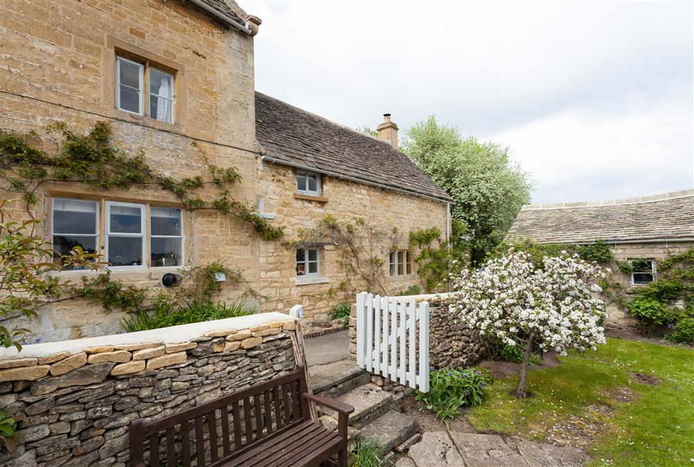 Picturesque front garden overlooking the village at The Nook, Guiting Power