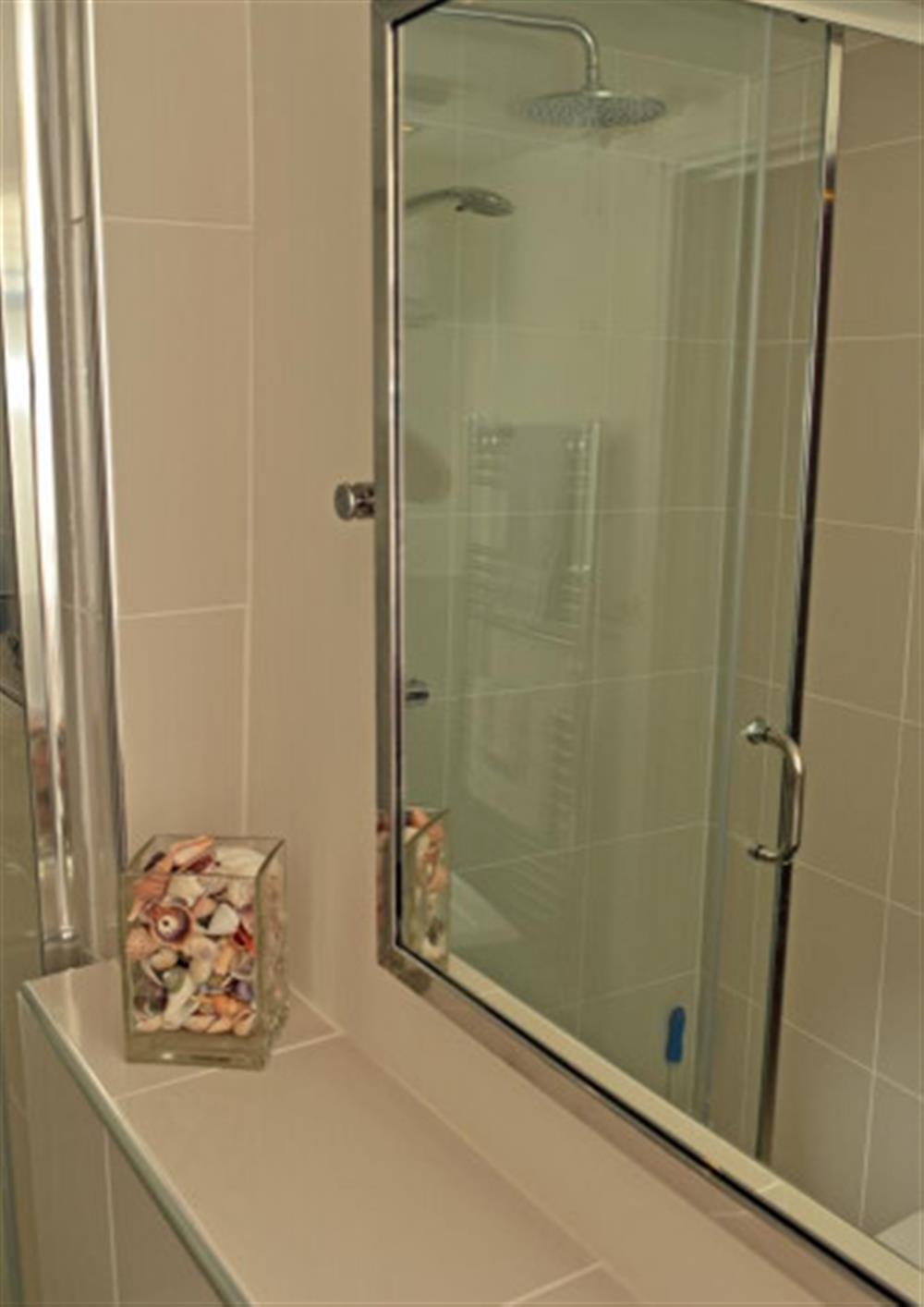 The shower room adjacent to the double bedroom at The Nook in Thurlestone
