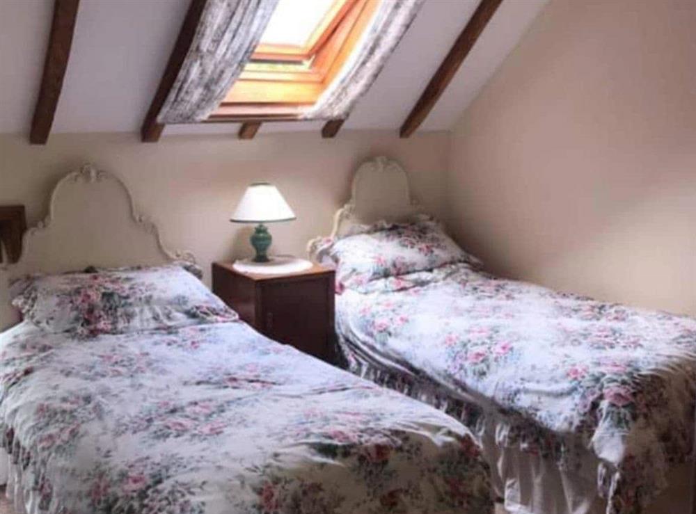 Twin bedroom at The Oast House in Whatmore, near Tenbury Wells, Shropshire