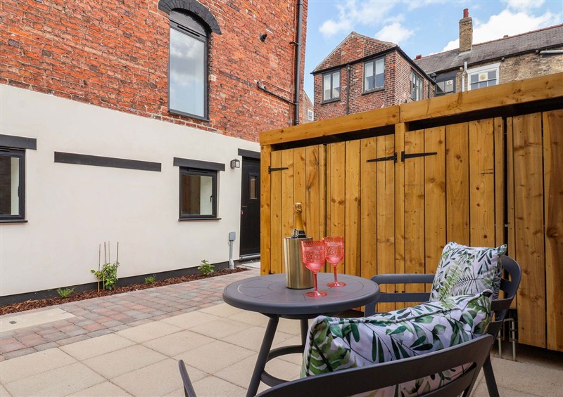 Enjoy a glass of wine on the patio at The Old Bakehouse, Beverley