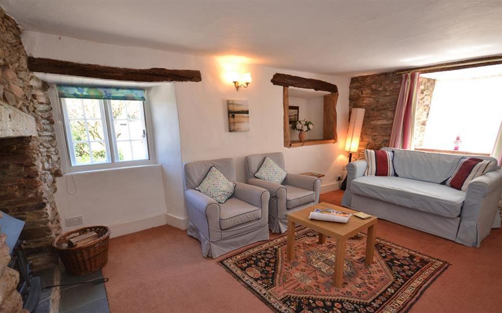 Another view of the winter sitting room at The Old Bakehouse, Dittisham