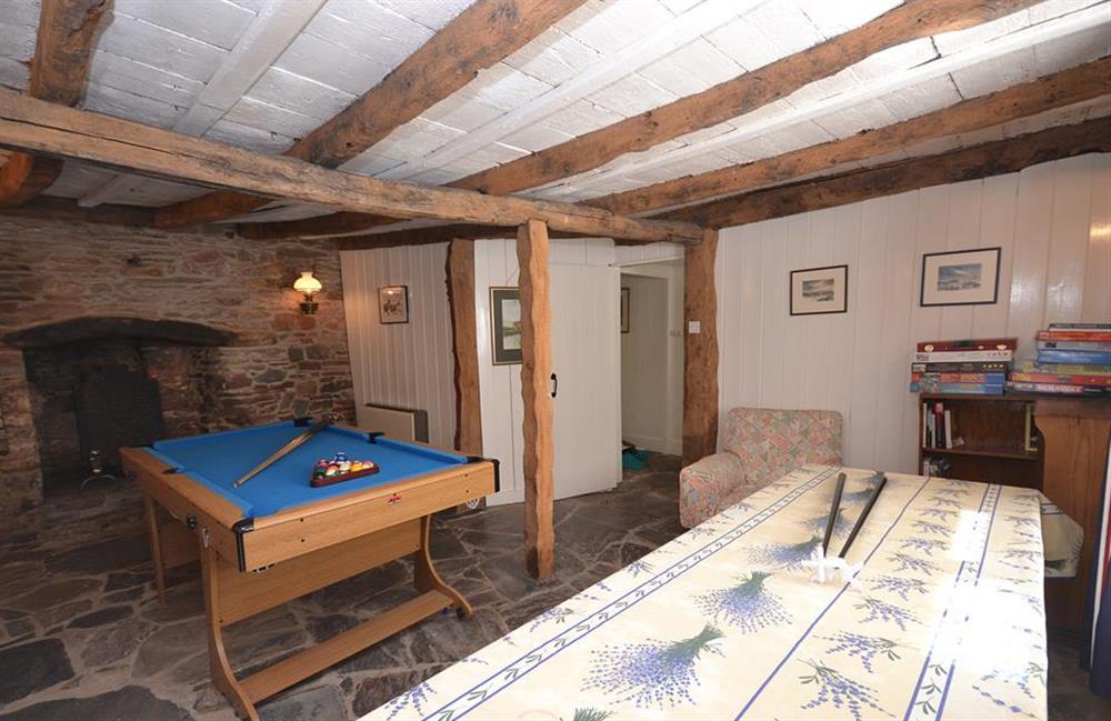 Orginally the village shop. Now a games room with table tennis and pool at The Old Bakehouse, Dittisham