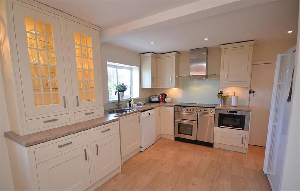 The beautiful modern kitchen at The Old Bakehouse, Dittisham