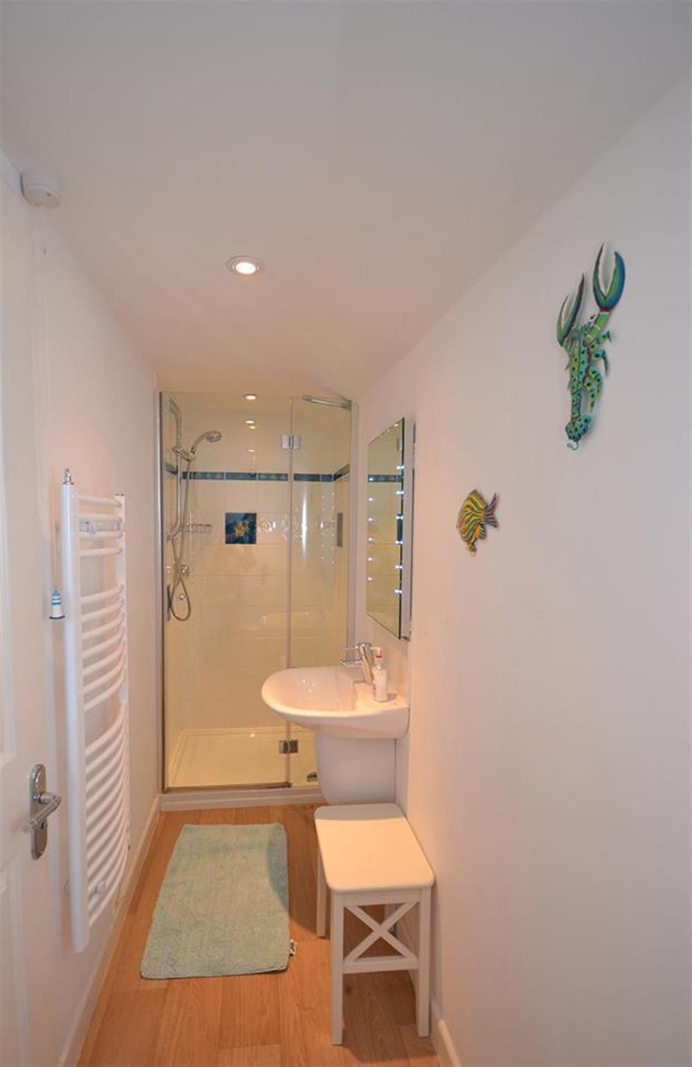 The en suite shower room to the bedroom suite at The Old Bakehouse, Dittisham