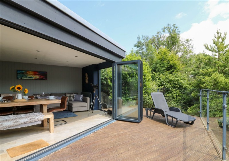 Enjoy a cup of tea on the patio at The Old Barn, Ciliau Aeron near Aberaeron
