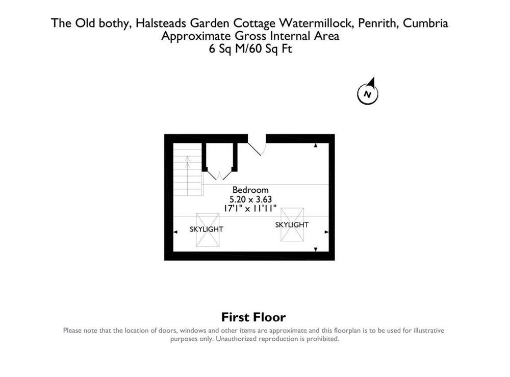 Floor plan of first floor at The Old Bothy in Watermillock, near Ullswater, Cumbria