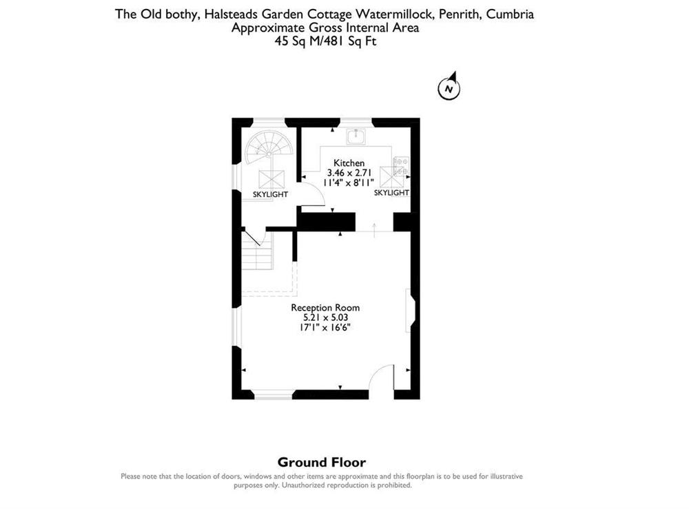 Floor plan of ground floor at The Old Bothy in Watermillock, near Ullswater, Cumbria
