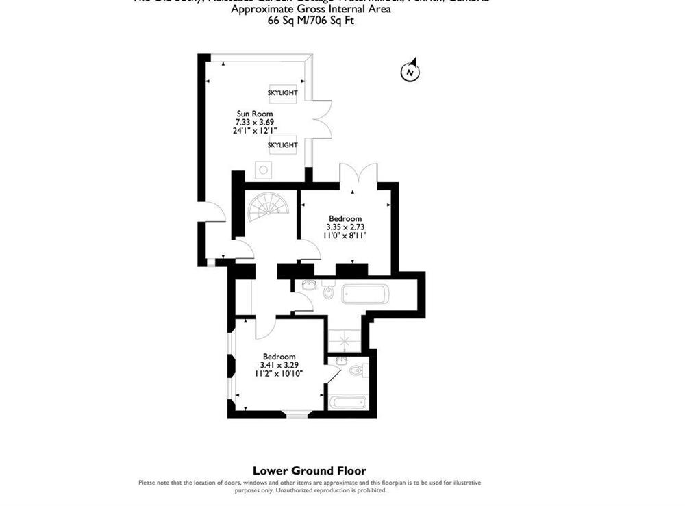Floor plan of lower ground floor at The Old Bothy in Watermillock, near Ullswater, Cumbria