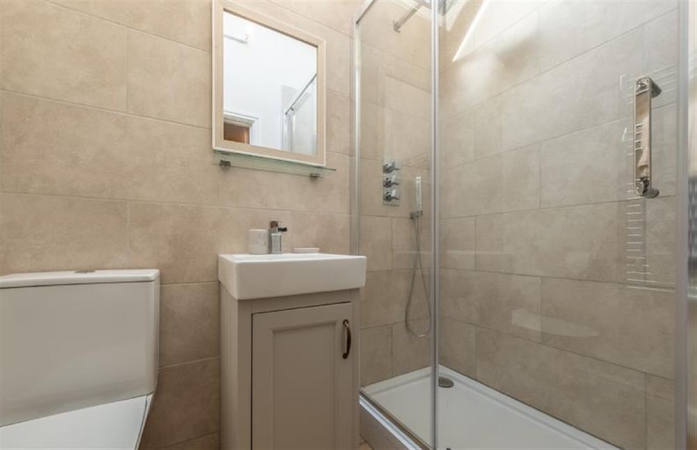 Shower room with walk-in shower at The Old Bunkhouse, Ringstead near Hunstanton
