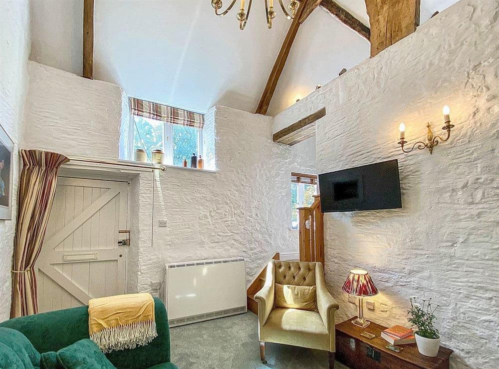 Open plan living space at The Old Butchers Cottage in Nunney, near Frome, Somerset