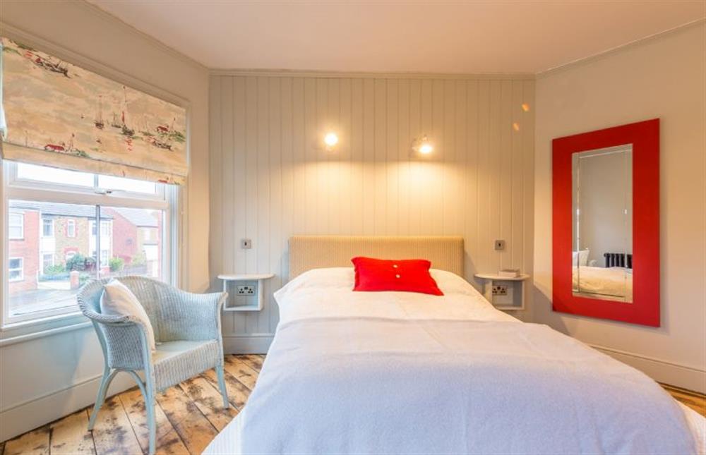 First floor: Bedroom three with double bed at The Old Butchers Shop, Heacham near Kings Lynn