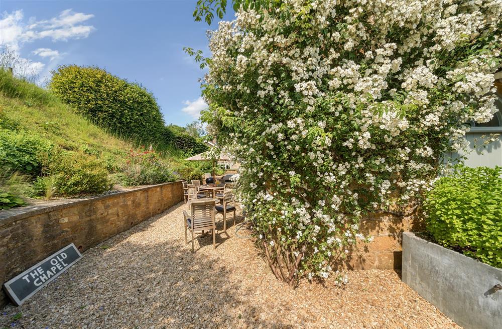 The gravelled garden sits at the rear of the property at The Old Chapel, Beaminster