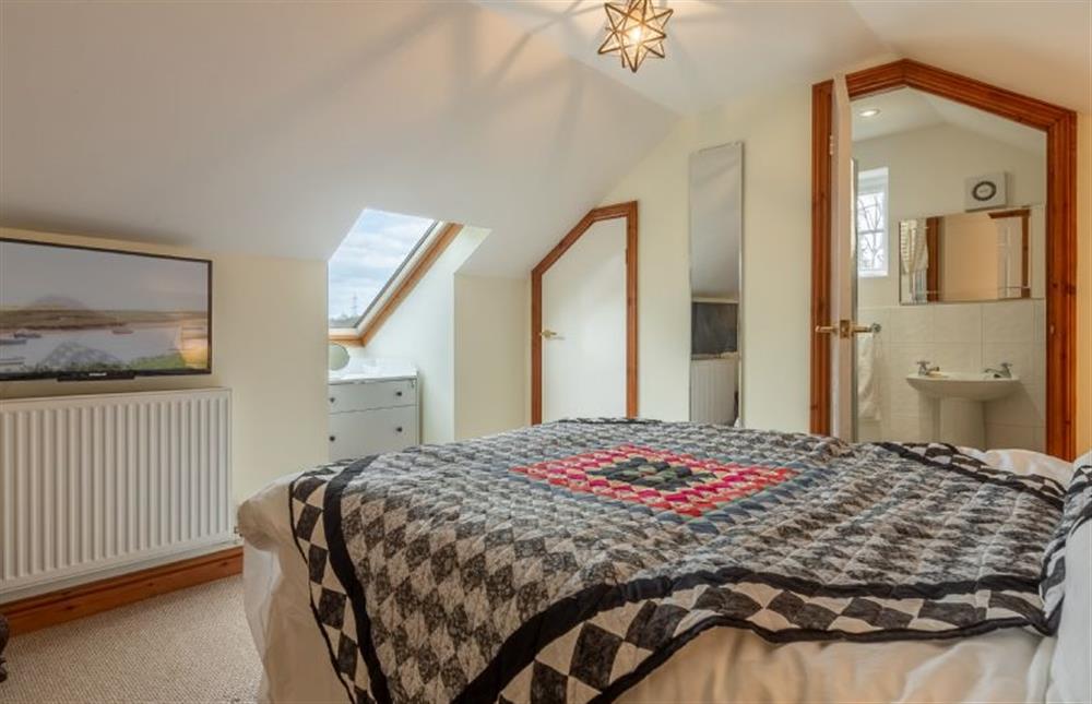 First floor: Master bedroom with en-suite shower room at The Old Chapel, Pentney near Kings Lynn