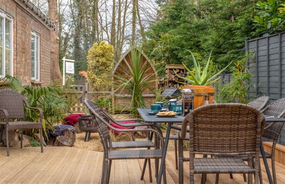Outdoor dining area at The Old Chapel, Pentney near Kings Lynn