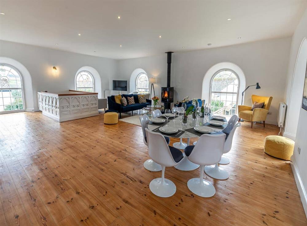 Open plan living space at The Old Chapel in St Columb Minor, Cornwall
