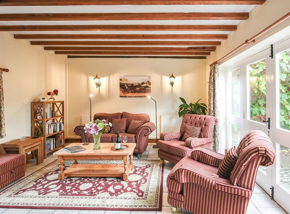 Living room at The Old Coach House in Hook-a-Gate, near Shrewsbury, Shropshire
