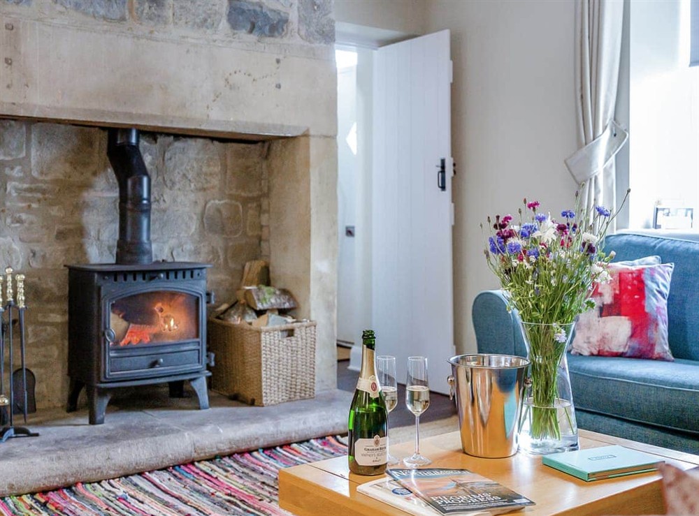 Open plan living space at The Old Cottage in Beadnell, Northumberland