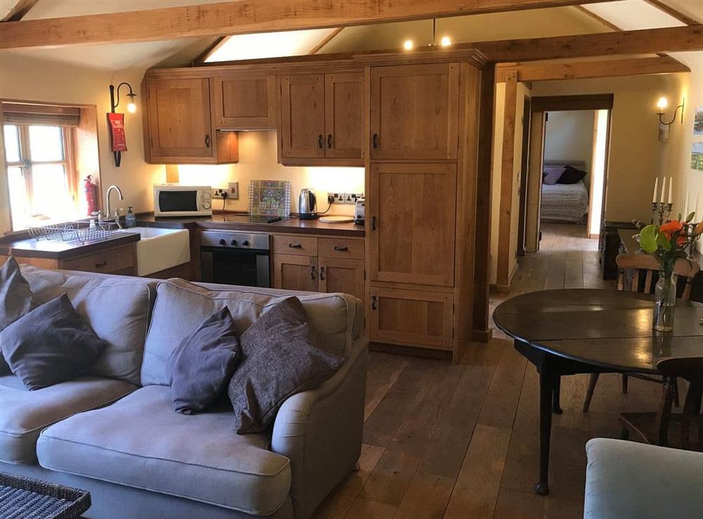 Open plan living space at The Old Cow Shed in Eye, Suffolk