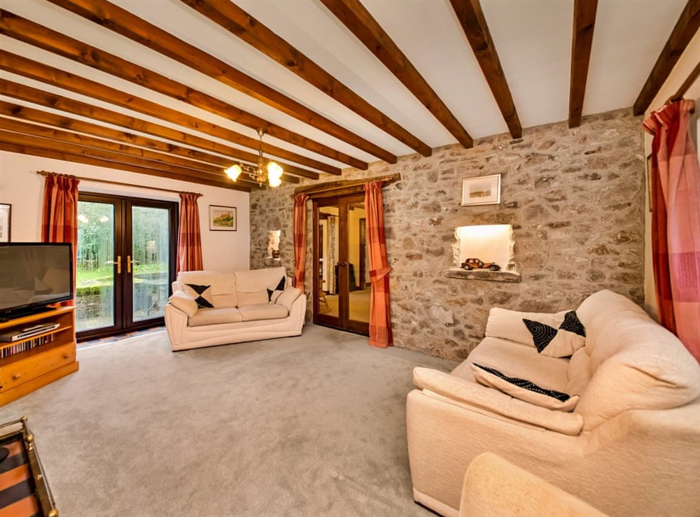 Living area at The Old Dairy Farm in Leek, Staffordshire