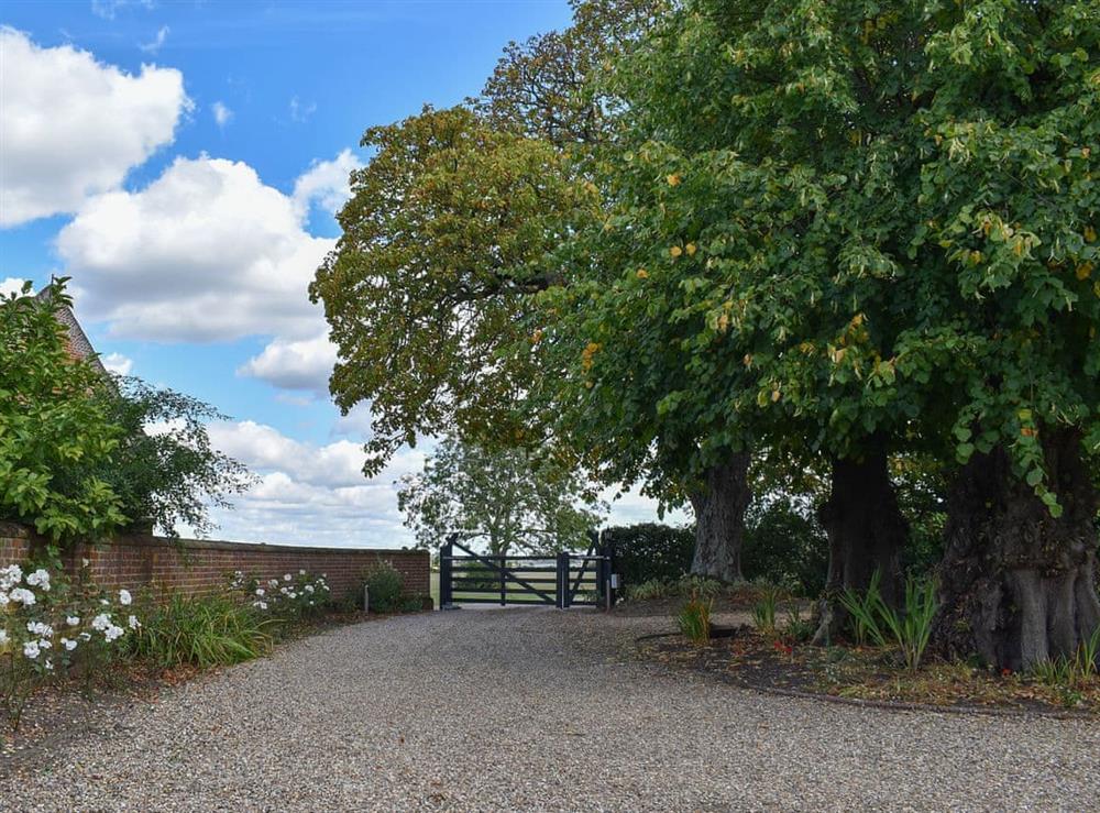 Gated driveway with ample parking at The Old Dairy in Mellis, near Eye, Suffolk