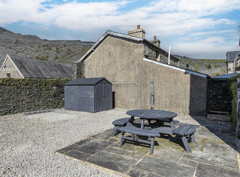 Sitting-out-area at The Old Foundry Barn in Ffestiniog, Gwynedd